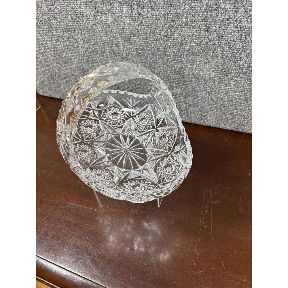 Vintage Crystal Candy Dish/Trinket Bowl Basket~5